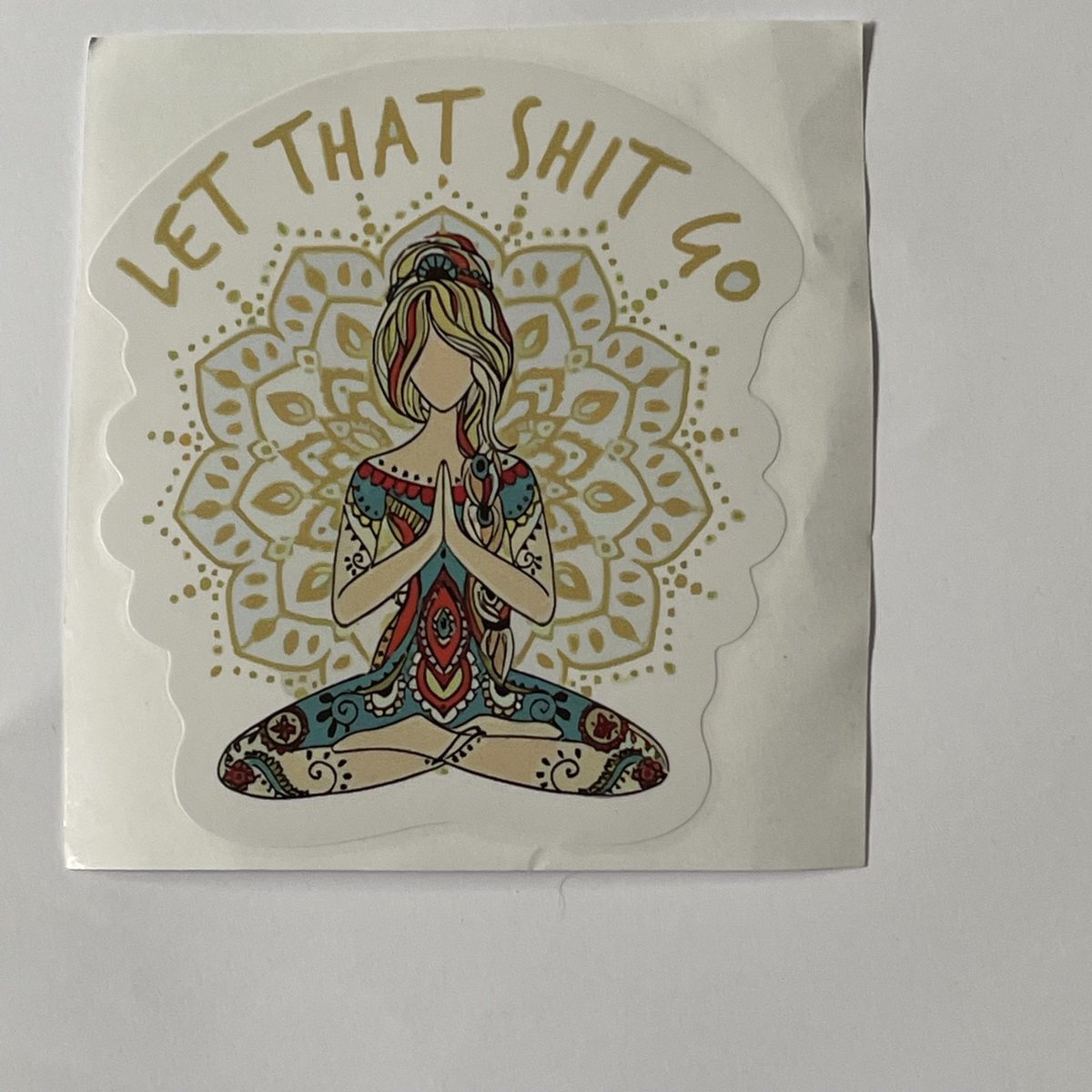 Wellness-House | Auto Sticker Let Go | Autosticker | Meditatie Sticker | Afmeting ca 12 x 10 CM | Loslaten | Let It Go | Statement Sticker | Scootersticker | Laptopsticker | Koelkaststicker | Reminder | Zen Sticker | Zen